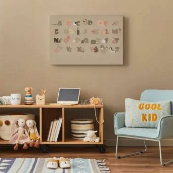 Obraz - Abecadło w zoo - radosne zwierzątka i ich nazwy na beżowym tle - obrazek 5