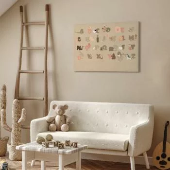 Obraz - Abecadło w zoo - radosne zwierzątka i ich nazwy na beżowym tle - obrazek 7