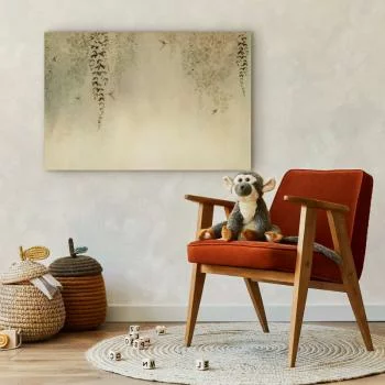 Obraz - Wiosenny sad - koliberki wśród gałęzi drzew w odcieniach beżu - obrazek 5