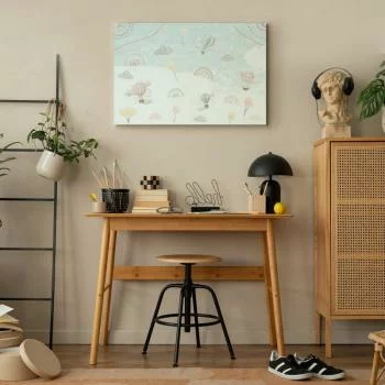 Obraz - Niebo z balonami - Balony w stonowanej kolorystyce latające po niebie wśród chmur tęczy i gwiazd - obrazek 7