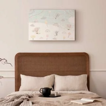 Obraz - Niebo z balonami - Balony w stonowanej kolorystyce latające po niebie wśród chmur tęczy i gwiazd - obrazek 6