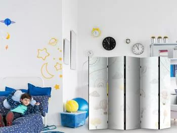 Parawan - Balony na niebie - Balony w pastelowych barwach latające po zachmurzonym niebie - wśród tęczy i gwiazd/Przygoda pośród chmur - obrazek 5