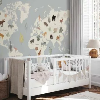 Fototapeta - Pastelowa planeta - zwierzątka i podwodne rośliny na mapie - obrazek 5