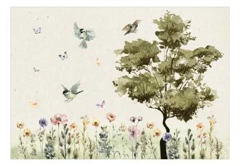 Fototapeta - Wiosenna łąka - polana z kwiatami malowana akwarelą - obrazek 2