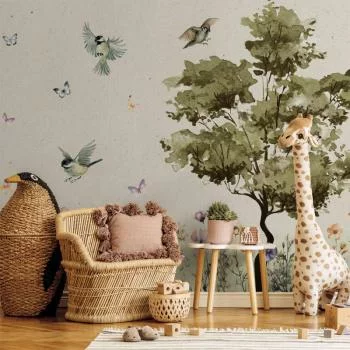 Fototapeta - Wiosenna łąka - polana z kwiatami malowana akwarelą - obrazek 6