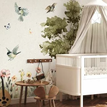 Fototapeta - Wiosenna łąka - polana z kwiatami malowana akwarelą - obrazek 5