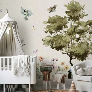 Fototapeta - Wiosenna łąka - polana z kwiatami malowana akwarelą - obrazek 6