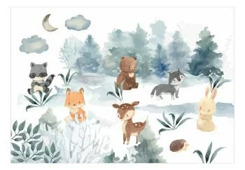 Fototapeta - Leśne zabawy - zwierzątka w lesie malowane akwarelą - obrazek 2
