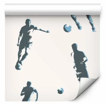 Tapeta - Futbolowe Postacie - Akcja i ruch w sylwetkach na jasnym tle - obrazek 2