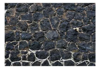 Fototapeta wodoodporna - Mroczny urok - kompozycja o teksturze czarnych kamieni z jasną fugą - obrazek 2