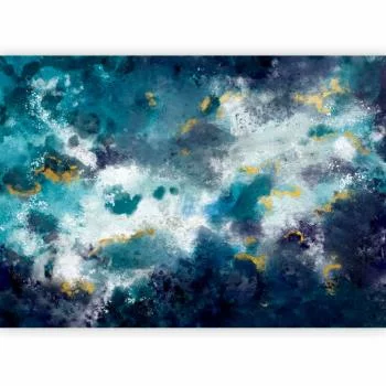 Fototapeta - Wzburzony ocean - abstrakcyjna niebieska kompozycja w stylu akwareli - obrazek 2