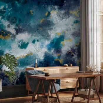 Fototapeta - Wzburzony ocean - abstrakcyjna niebieska kompozycja w stylu akwareli - obrazek 6
