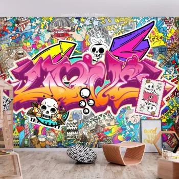 Fototapeta wodoodporna - Sztuka ulicy - abstrakcyjny miejski kolorowy mural graffiti z napisem