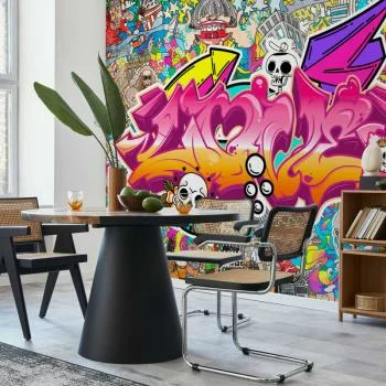 Fototapeta - Sztuka ulicy - abstrakcyjny miejski kolorowy mural graffiti z napisem - obrazek 5