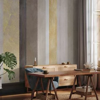 Fototapeta - Pasiasty wzór - abstrakcyjne tło w różne paski ze złotym deseniem - obrazek 6