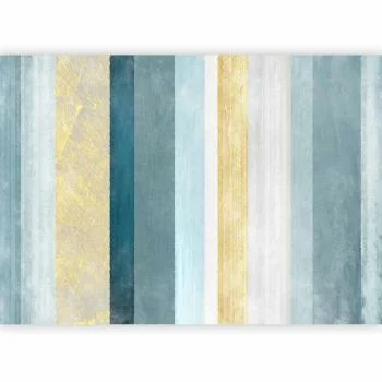 Fototapeta - Pasiasty wzór - abstrakcyjne tło w pasy w niebieskich tonach ze złotym - obrazek 2