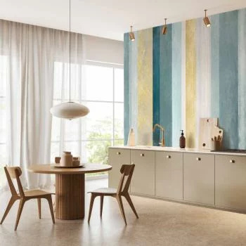 Fototapeta - Pasiasty wzór - abstrakcyjne tło w pasy w niebieskich tonach ze złotym - obrazek 5