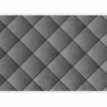 Fototapeta - Szara symetria - geometryczny wzór w deseń z betonu z czarnymi fugami - obrazek 2