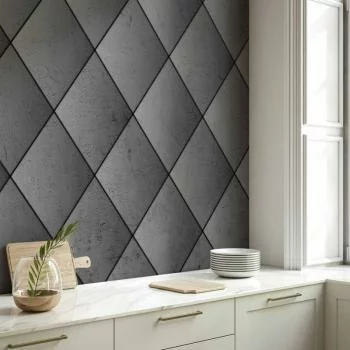 Fototapeta - Szara symetria - geometryczny wzór w deseń z betonu z czarnymi fugami - obrazek 5