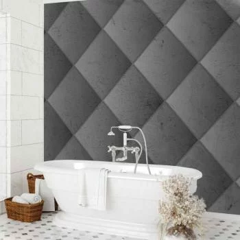 Fototapeta - Szara symetria - geometryczny wzór w deseń z betonu z jasnymi fugami - obrazek 6