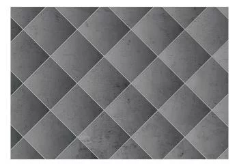 Fototapeta - Szara symetria - geometryczny wzór w deseń z betonu z białymi fugami - obrazek 2