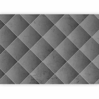 Fototapeta - Szara symetria - geometryczny wzór w deseń z betonu z białymi fugami - obrazek 5