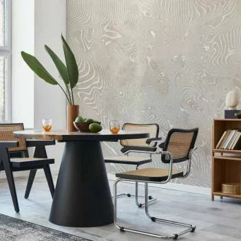 Fototapeta - Lejące kształty - abstrakcyjne beżowo-białe tło w kompozycje we wzory - obrazek 5