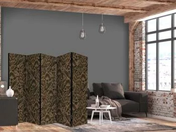 Parawan - Gęsta roślinność - botaniczne wzory w ilustracyjnym stylu; brązowe - obrazek 2