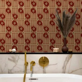 Tapeta - Czerwone pazury - nieregularne kształty na papierowym tle - obrazek 6