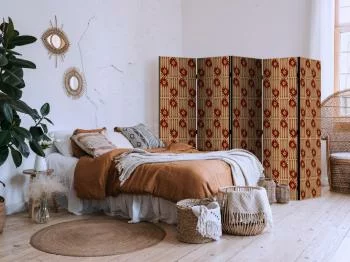 Parawan - Drapieżne rysy - czerwone abstrakcyjne kształty inspirowane tribalem - obrazek 5