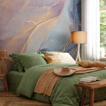 Fototapeta - Różowo-niebieski marmur - abstrakcyjna akwarela z dodatkiem złota - obrazek 5