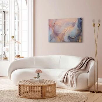 Obraz - Różowo-niebieski marmur - abstrakcyjna akwarela z dodatkiem złota - obrazek 5