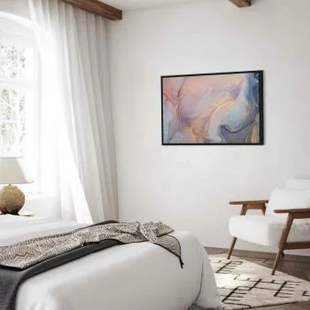 Obraz - Różowo-niebieski marmur - abstrakcyjna akwarela z dodatkiem złota - obrazek 6