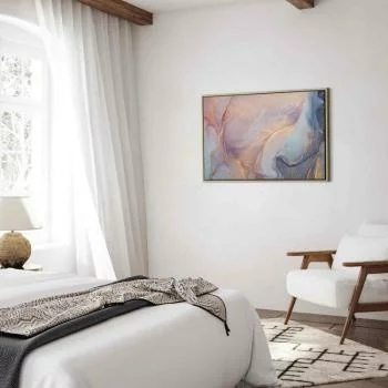 Obraz - Różowo-niebieski marmur - abstrakcyjna akwarela z dodatkiem złota - obrazek 6