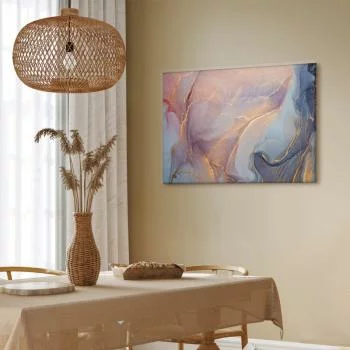 Obraz - Różowo-niebieski marmur - abstrakcyjna akwarela z dodatkiem złota - obrazek 6