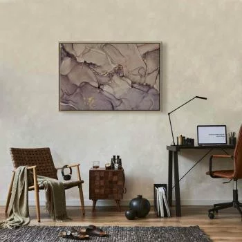 Obraz - Akwarelowa abstrakcja - pudroworóżowy marmur ze złotym akcentem - obrazek 7