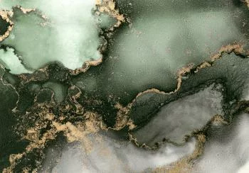 Fototapeta - Zielona akwarela - abstrakcja inspirowana strukturą marmuru