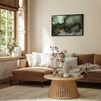 Obraz - Zielona akwarela - abstrakcja inspirowana strukturą marmuru - obrazek 5