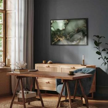 Obraz - Zielona akwarela - abstrakcja inspirowana strukturą marmuru - obrazek 7