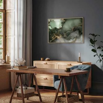 Obraz - Zielona akwarela - abstrakcja inspirowana strukturą marmuru - obrazek 7