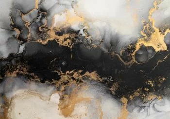 Fototapeta - Złote eksplozje - abstrakcyjny wzór inspirowany marmurem