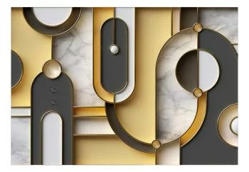 Fototapeta - Złoto-marmurowy geometryczny wzór - obrazek 2