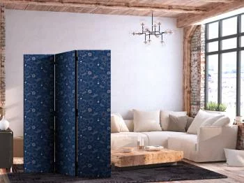 Parawan - Kosmiczna Fantazja - wzór z słońcami księżycami i ważkami na ciemnym tle / Kosmiczna Fantazja - elegancki wzór z gwiazdami słońcami i księżycami - obrazek 2