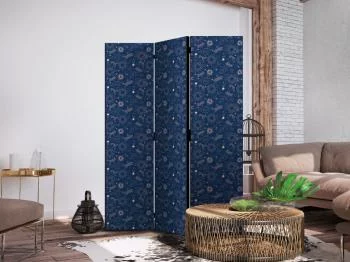 Parawan - Kosmiczna Fantazja - wzór z słońcami księżycami i ważkami na ciemnym tle / Kosmiczna Fantazja - elegancki wzór z gwiazdami słońcami i księżycami - obrazek 5