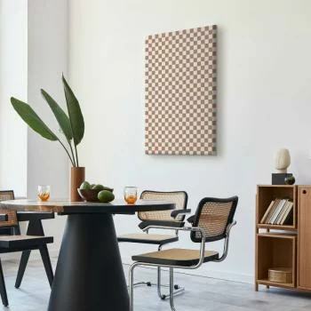 Obraz - Szachowy Wzór - brązowo-biała kratka z delikatnym szumem - obrazek 5