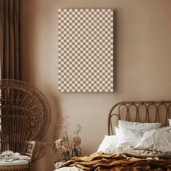 Obraz - Szachowy Wzór - brązowo-biała kratka z delikatnym szumem - obrazek 6