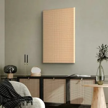 Obraz - Falujące linie - kremowa kratka na szumiącym pastelowym tle - obrazek 5