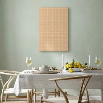 Obraz - Falujące linie - kremowa kratka na szumiącym pastelowym tle - obrazek 7