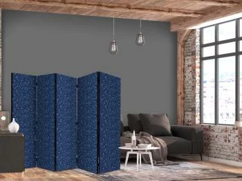 Parawan - Kosmiczne Inspiracje - wzór z gwiazdami i konstelacjami na ciemnym tle / Kosmiczny Blask - artystyczny wzór gwiazd na granatowym tle - obrazek 2