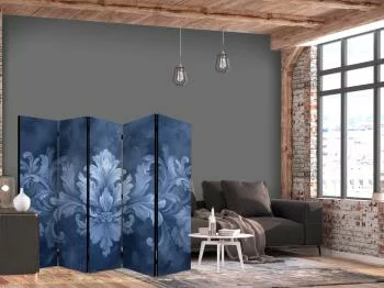 Parawan - Ornament w błękitnych i chłodnych kolorach; ciemnoniebieska dekoracja - obrazek 2
